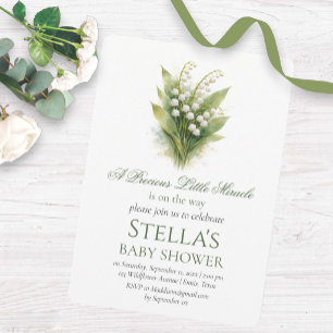 Lily of the Valley White Floral Baby Shower Invitation