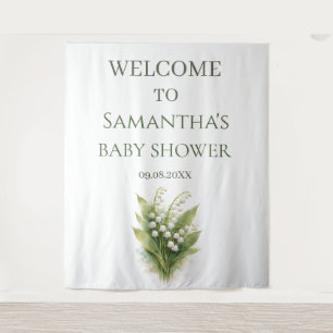 Lily of the Valley White Floral Baby Shower Tapestry