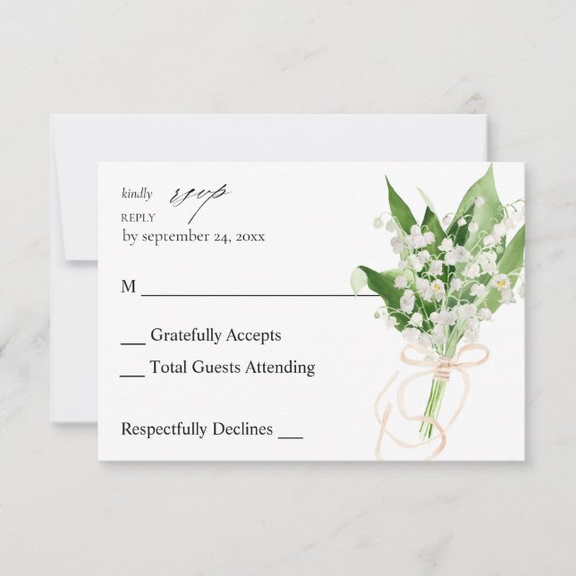 Lily of the Valley White Floral no Meal RSVP (Front)