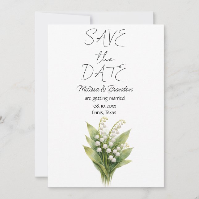 Lily of The Valley White Floral Spring Wedding  Invitation (Front)