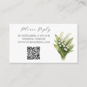 Lily of the Valley White Floral Wedding  Enclosure Card
