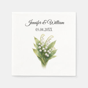 Lily Of The Valley White Floral Wedding Napkin