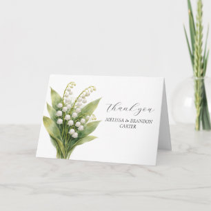 Lily of The Valley White Floral Wedding Thank you Card
