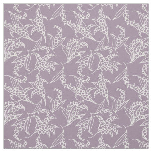 Lily-of-the-Valley White Outlines on Mauve Floral Fabric