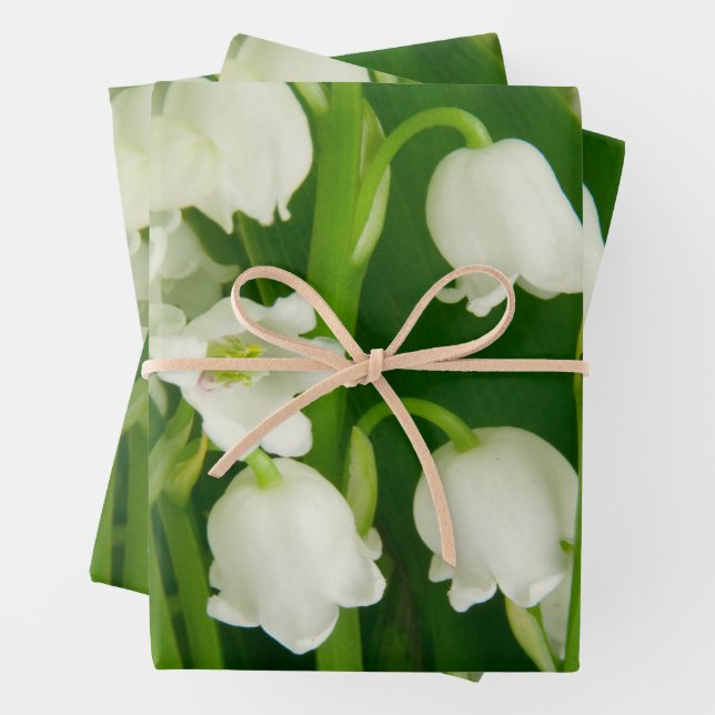 Lily of the Valley White Spring Flowers   Wrapping Paper Sheet (In situ)