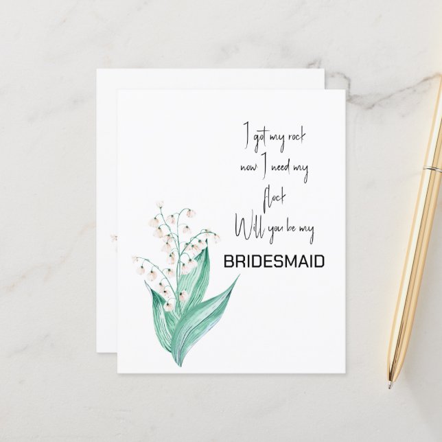 Lily of the Valley Will You Be My Bridesmaid (Front/Back In Situ)