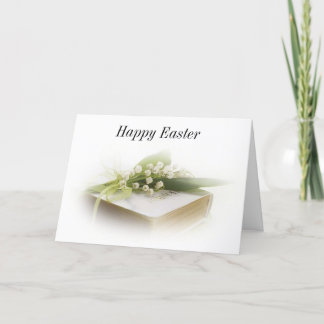 lily of the valley with bible Happy Easter Holiday Card