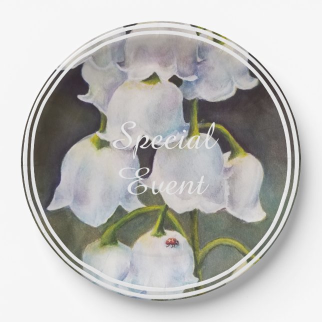 Lily of the Valley with Lady Bug Paper Plate (Front)