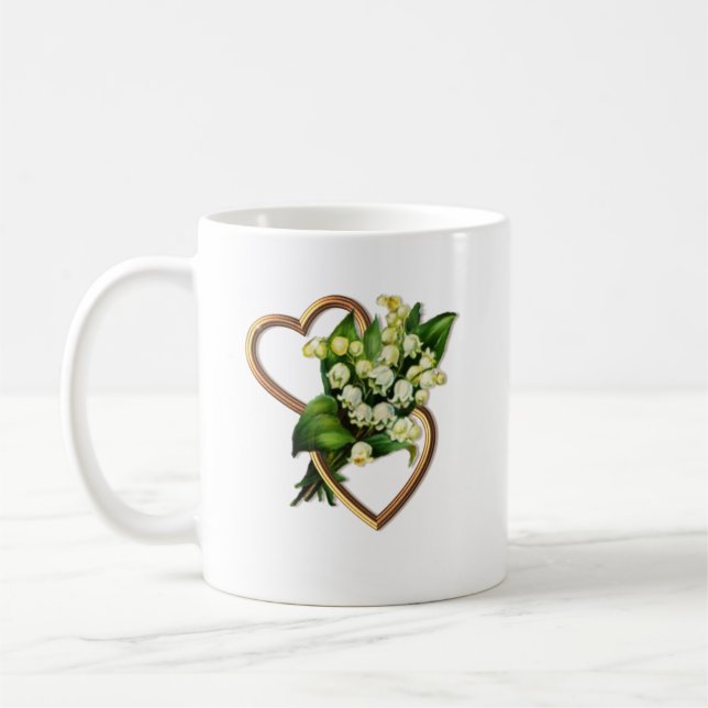 Lily of the Valley with Two Hearts Coffee Mug (Left)