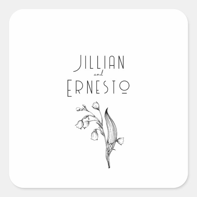 Lily of Valley Collection || White Custom  Square Sticker (Front)