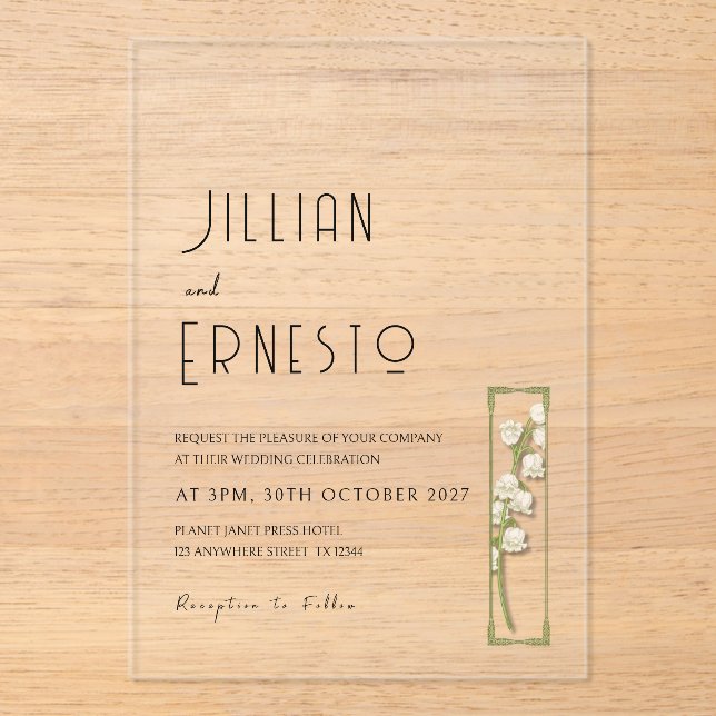 Lily of Valley || Colour illustration v1 Custom Acrylic Invitations (Front)