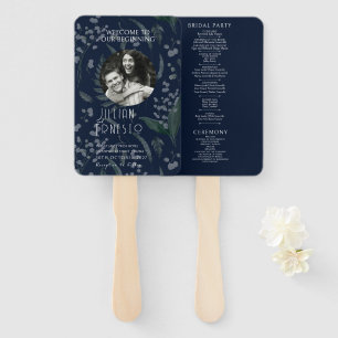Lily of Valley Ferns     Dark Blue Photo Program Hand Fan