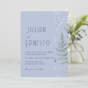 Lily of Valley    Light Blue Solid with Faded Edge Invitation