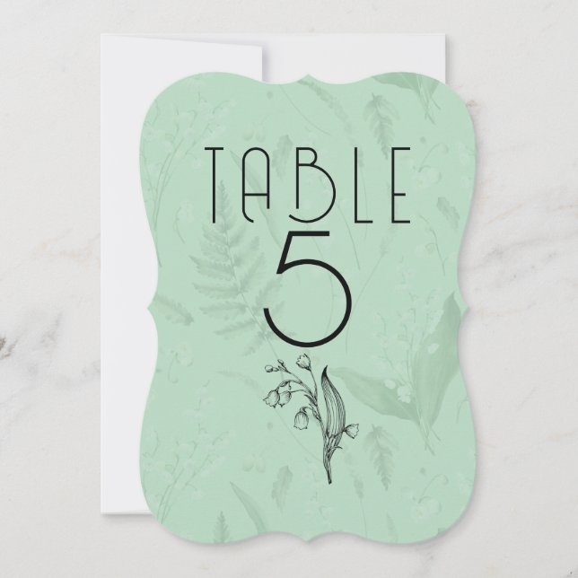 Lily of Valley || Soft Green 2 sided Table Number (Front)
