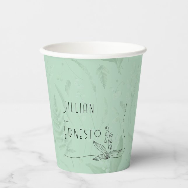 Lily of Valley  || Soft Green Custom  Paper Cups (Front)