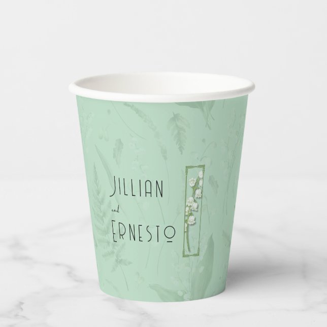 Lily of Valley  || Soft Green Custom  Paper Cups (Front)