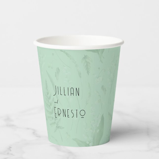 Lily of Valley  || Soft Green Custom  Paper Cups (Front)