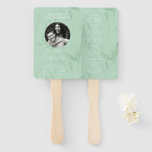 Lily of Valley    Soft Green Photo White Font Hand Fan