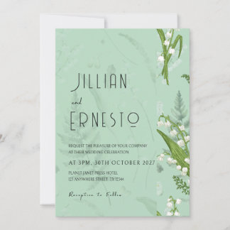 Lily of Valley || Soft Green w/ Graphic Edge  Invitation