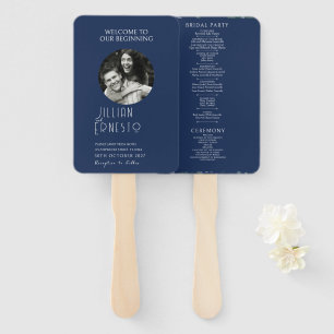 Lily of Valley    Solid Dark Blue Photo Program Hand Fan