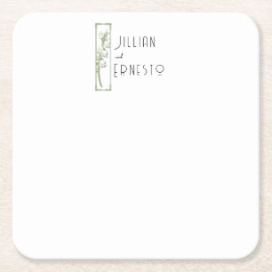 Lily of Valley    White Custom Square Paper Coaster
