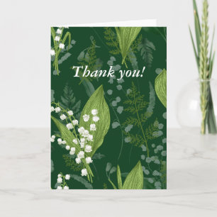 Lily of Valley with Ferns    Dark Green Blank Insd Note Card