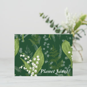 Lily of Valley with Ferns Dark Green Custom Card