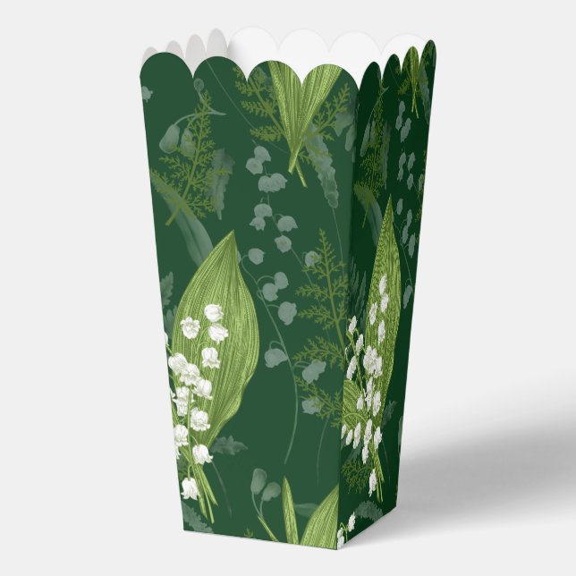 Lily of Valley with Ferns || Dark Green Favour Box (Front)