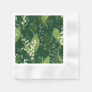 Lily of Valley with Ferns Dark Green Napkin