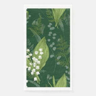 Lily of Valley with Ferns Dark Green Napkin