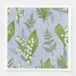 Lily of Valley with Ferns    Light Blue Napkin