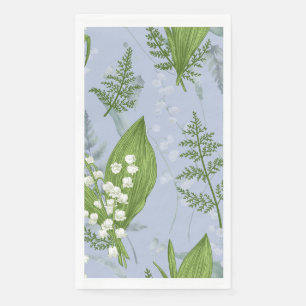 Lily of Valley with Ferns    Light Blue Napkin