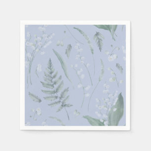 Lily of Valley with Ferns    Light Blue Napkins