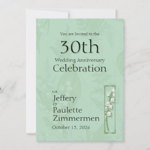Lily of Valley with Ferns Sage Green Custom Invitation
