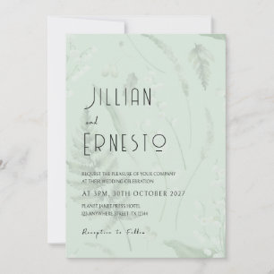 Lily of Valley with Ferns Sage Green v2 custom Invitation