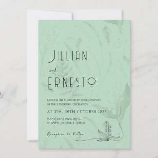 Lily of Valley with Ferns || Soft Green w/ Graphic Invitation
