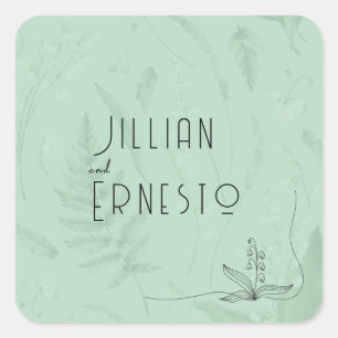 Lily of Valley with Ferns Soft Green w/ Graphic Square Sticker