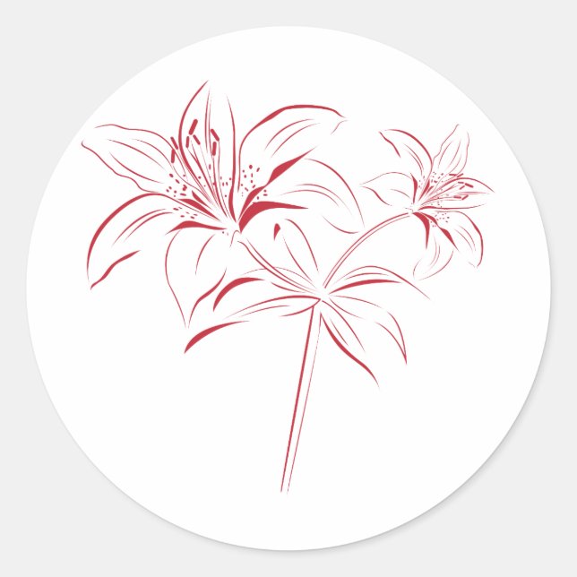 Lily Outline Classic Round Sticker (Front)