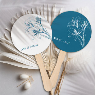 Lily Outline Wedding Hand Fan