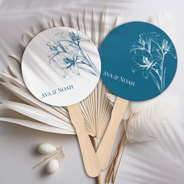 Lily Outline Wedding Hand Fan (Creator Uploaded)