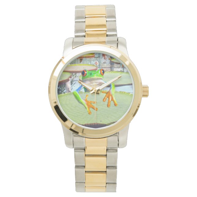 Lily Pad Frog, Large Unisex Wrist Watch (Front)