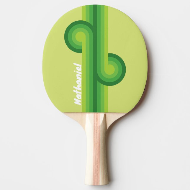 Lily Pad Green Stripe Loop with Name Ping Pong Paddle (Front)