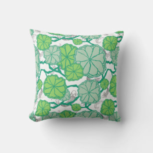 Lily Pad Koi Fish Pattern Throw Pillow