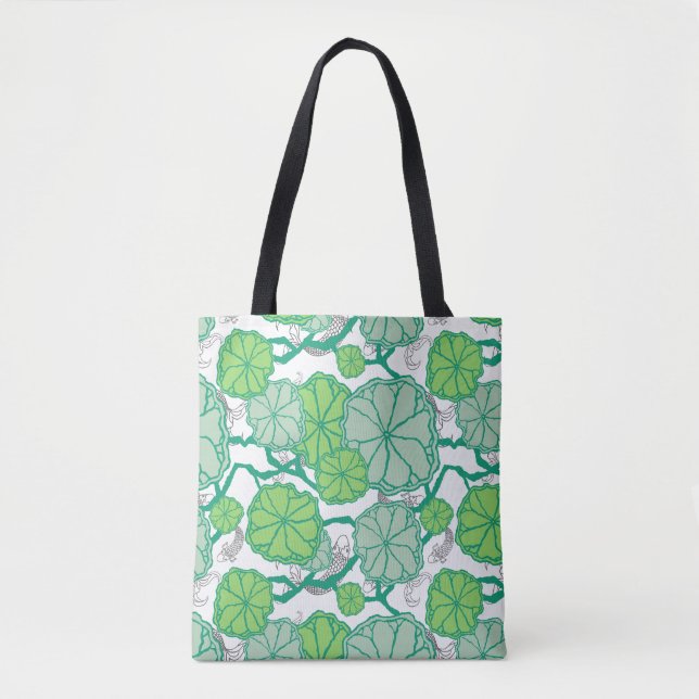 Lily Pad Koi Pond Pattern Tote Bag (Front)