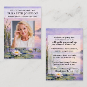 Lily Pad Pond Funeral Prayer Poem Photo Cards