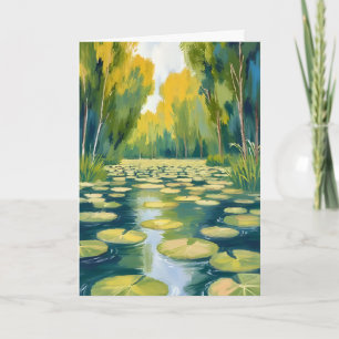 Lily Pad Pond Green Watercolor Nature Card