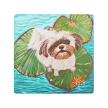 Lily Pad Shih Tzu Metal Print