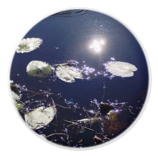 Lily pad Water Fairy Reflection Ceramic Knob
