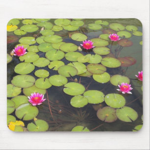 lily pad with pink flowers mouse pad