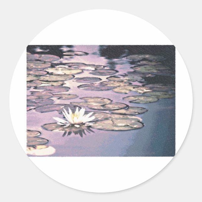 Lily Pads Drawing Classic Round Sticker (Front)